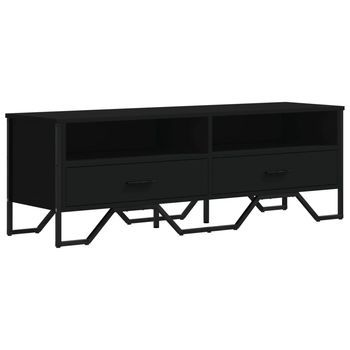Mueble De Tv | Mueble De Salón | Gabinete De Tv Madera De Ingeniería Negro 122x34x41 Cm