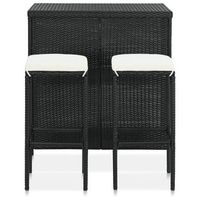 conjunto conjunto mesa y sillas jardin de bar jardin 3 uds  mueble jardin mesa y sillas ratan sintetico negro