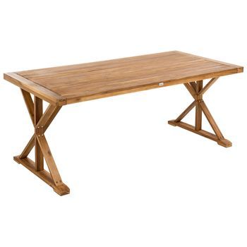 Mesa De Comedor Exterior De Madera De Acacia Rústica Para 6 Personas Jardín 180 X 90 Cm Marrón Calabritto