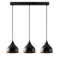 lampara colgante de metal negro de 3 bombillas louise