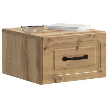 Pack 2 Uds Mesita De Noche | Armario De Noche | Mesa De Noche De Pared Con Cajón Roble Artesanal