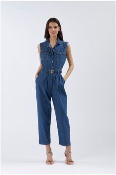 mono sin mangas en chambray medium blue