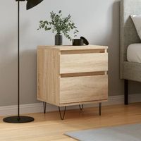 mesita de noche - mueble de dormitorio - madera de ingenieria y metal - roble sonoma 40x35x50cm