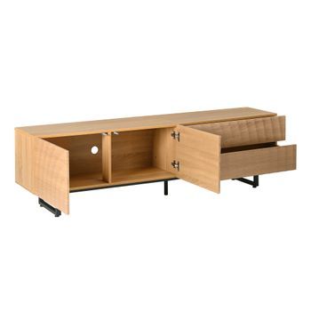 Mueble De Tv De 180 Cm, Puertas Y Cajones, Textura De Madera 3d