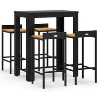 conjunto mesa bar y taburetes jardin 5 uds madera acacia ratan pe negro