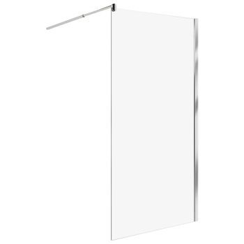 Mampara De Ducha De Vidrio Templado Sin Puerta Plateado 100 X 190 Cm Ahaus
