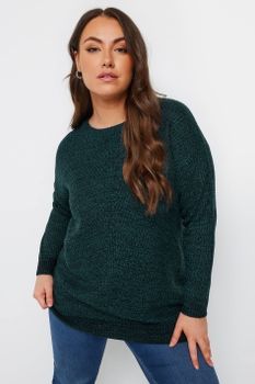 Yours Jersey Liso Verde Oscuro De Punto, Mujer Curvy Y Tallas Grandes, Yours