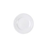 plato plano en melamina blanca con borde de cuerda 28x28x25cm