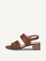caprice heeled sandal brown made of leather with trapeze heel size 42