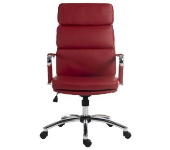 Deco 1097RD Faux-Leather Tilting Executive Chair - Red, Red