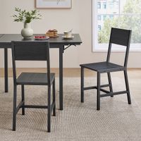 2 sillas de comedor modernas de acero de color gris y negro