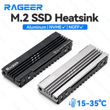 Disipador de Calor de Aluminio RAGEER M.2 2280 para SSD, Disipador de Calor de Doble Cara con Almohadilla Térmica de Silicona para PS5/PC M.2 PCIE NVMe SSD M.2 SATA SSD