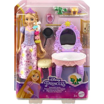 Mattel Disney Princesa , muñeca Rapunzel con ropa y tocador con 10 accesorios y su mascota Pascal  +3 años Mattel HLX28