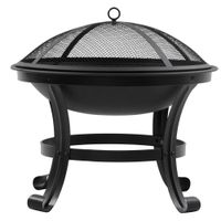 outsunny brasero exterior para jardin o55x50 cm pozo de fuego de acero con protector de chispas atizador para hogueras terraza negro   aosom espana