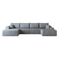 sofa modular en forma de l sofa gris de pana a rayas con chaiselongue y diseno sin estructura rigida