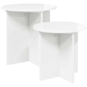 Conjunto De Mesas Auxiliares Con Almacenamiento 2 Pcs Brillante Vidaxl
