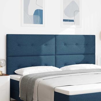 Vidaxl Cabecero Ajustable En Altura Con Cabecera Azul 200 Cm Tela