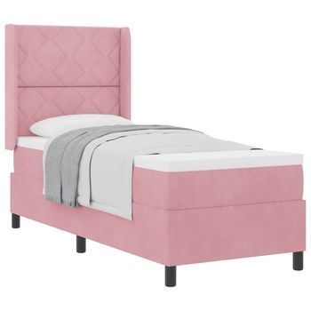 Cama Tipo Box Spring Con Cabecera Rosa 80 X 200 Cm Terciopelo Vidaxl