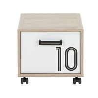 mesita de noche con puerta sobre ruedas color roble - fabricacion francesa