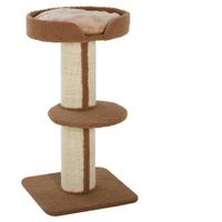pawhut arbol para gatos altura 91 cm de 3 niveles con nido plataforma y poste de sisal 45x45x91 cm marron