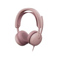 auriculares logitech zone wired 2 con cable usb-c y usb-a cancelacion de ruido microfono uso profesional color rosa