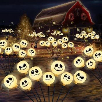 2pcs 8 Luces Led Espeluznantes De Halloween, Lámpara Solar De Jardín Oscilante Impermeable