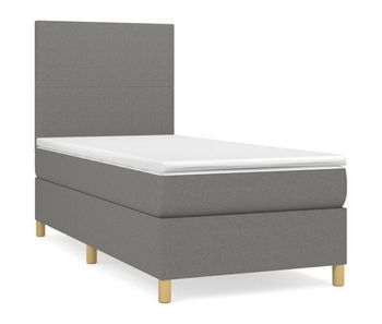 Cama box spring con colchón tela gris oscuro 90x200 cm diseño plano