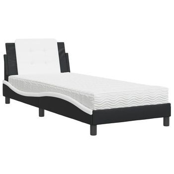 Estructura De Cama Sin Colchón Zadar Cuero Sintético Negro Y Blanco 90x200 Cm Vidaxl
