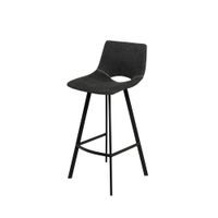 taburete alto con tapizado gris oscuro y patas negras