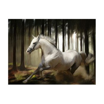 Papel Pintado 3d - Caballo Blanco En Galope (200x154 Cm)