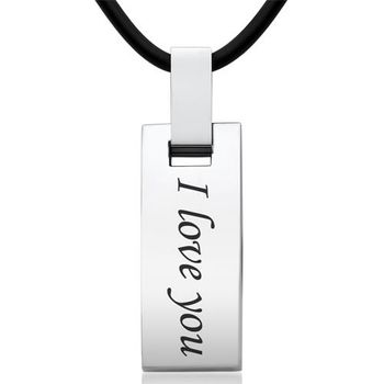 Colgante de acero inoxidable grabado láser y cadena de caucho
