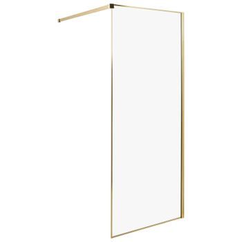Mampara De Ducha Baño De Vidrio Templado Sin Puerta Dorado 80 X 190 Cm Waspam