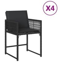 pack 4 uds sillas de jardin  silla de exterior  sillon con cojinesratan sintetico negro