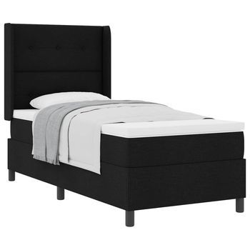 Cama Tipo Box Spring Con Cojín Manual Negro 190 X 90 Cm Tela Vidaxl
