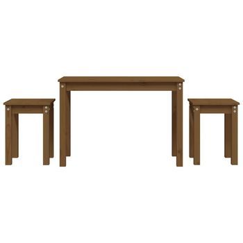 3 Uds Mesas Apilables | Mesita Auxiliar | Mesa De Café Madera Maciza De Pino Marrón Miel