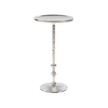 Mesa Auxiliar De Metal Plateado 32 Cm Forma Geométrica Tablero Tallado Meda
