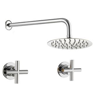 Ducha Empotrada Bimando Redonda Carbini Cromada Ø 25cm Cromado
