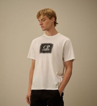 C.P. Company para hombre. RCCMTS723A005100W Camiseta 30/1 blanco roto (L), Casual, Algodón, Manga corta
