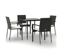 set de muebles jardin 5 pzas con cojines ratan sintetico negro