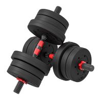 homcom juego de mancuernas ajustables 20 kg 2 en 1 con barras conexion y barra de extension para gimnasio en casa negro