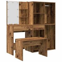 juego de tocador con led madera contrachapada madera vieja vidaxl