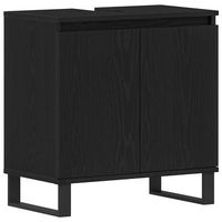 armario de lavabo  gabinete de lavabo para bano roble negro 58 x 33 x 60 cm