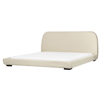 Cama De Agua Con Somier Clásica Con Cabecero Tapizado De Tela Beige Claro 180 X 200 Cm Roisel