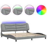 estructura de cama con luces led tela gris claro 200x200 cm