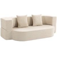 homcom sofa convertible 2 plazas sofa cama en chenilla 190cm respaldo abatible asiento y reposabrazos anchos beige