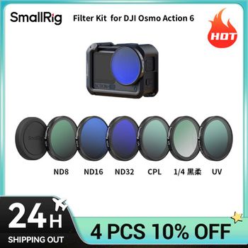 Kit de Filtros SmallRig para DJI Osmo Action 6 con Filtro ND8/ND16/ND32, Filtro de Efecto Black Mist 1/4, Filtro UV, Cubierta de Lente de Silicona