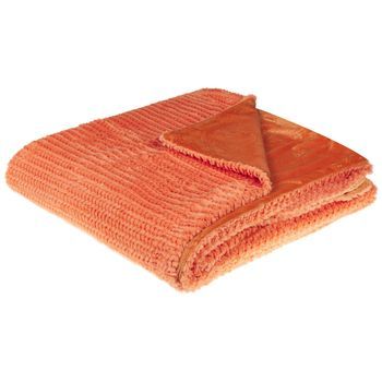 Manta De Poliéster Naranja 200 X 220 Cm Colcha Cubrecama Pelo Suave Accesorio Bjas