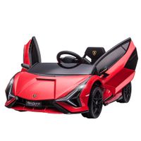 homcom lamborghini sian coche electrico infantil 12v con mando a distancia mp3 usb faros y velocidad 3-8 kmh 108x62x40 cm rojo   aosom espana