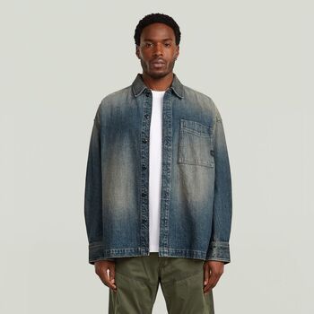 G-Star Raw Camisa manga larga D23007-E358 BOXY FIT OVERSHIRT-H938 ANTIQUE FADED BLUESCHIST para hombre