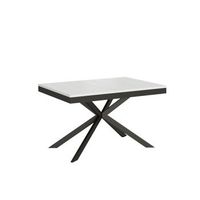mesa extensible 90x180284 cm plaker evolution fresno blanco estructura antracita